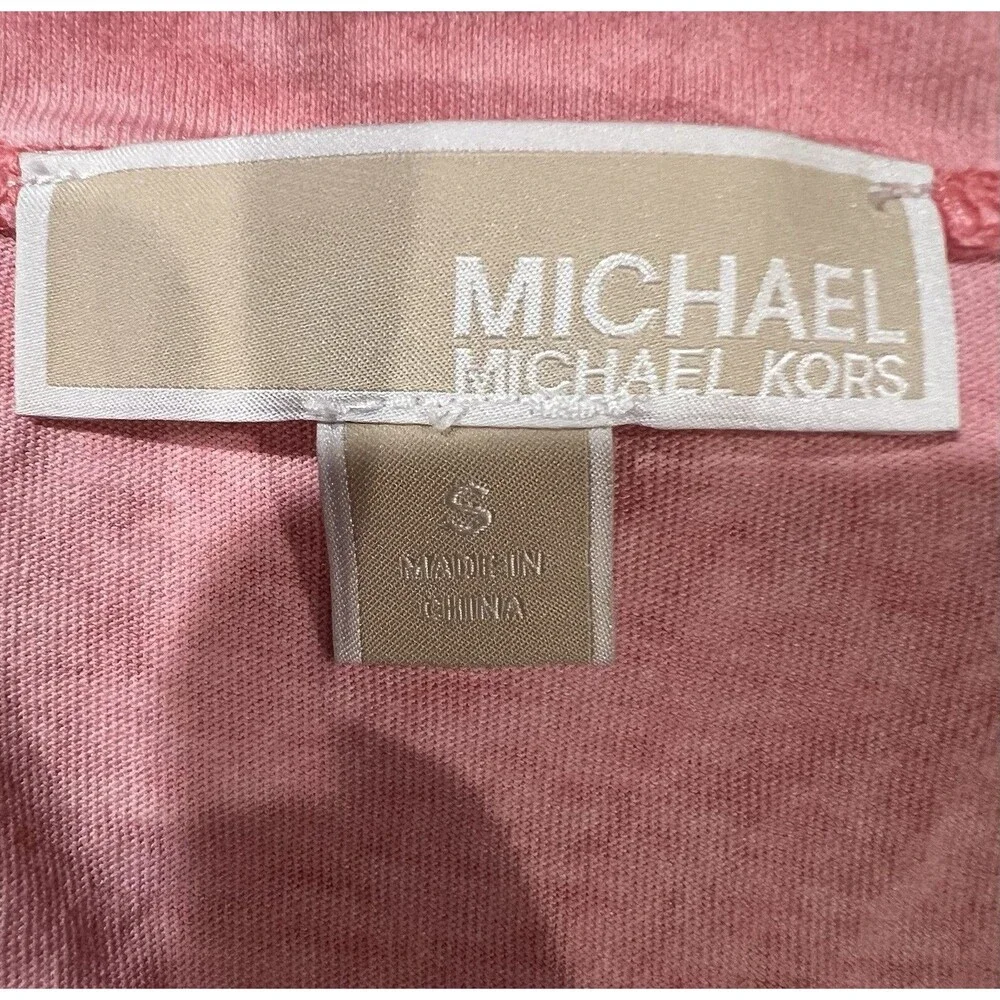 Michael Kors Women's V-Neck Pink Cotton T Shirt - Size Small